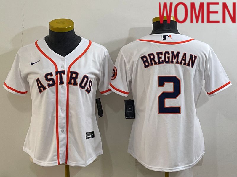Women Houston Astros #2 Bregman White Game Nike 2022 MLB Jerseys->women mlb jersey->Women Jersey